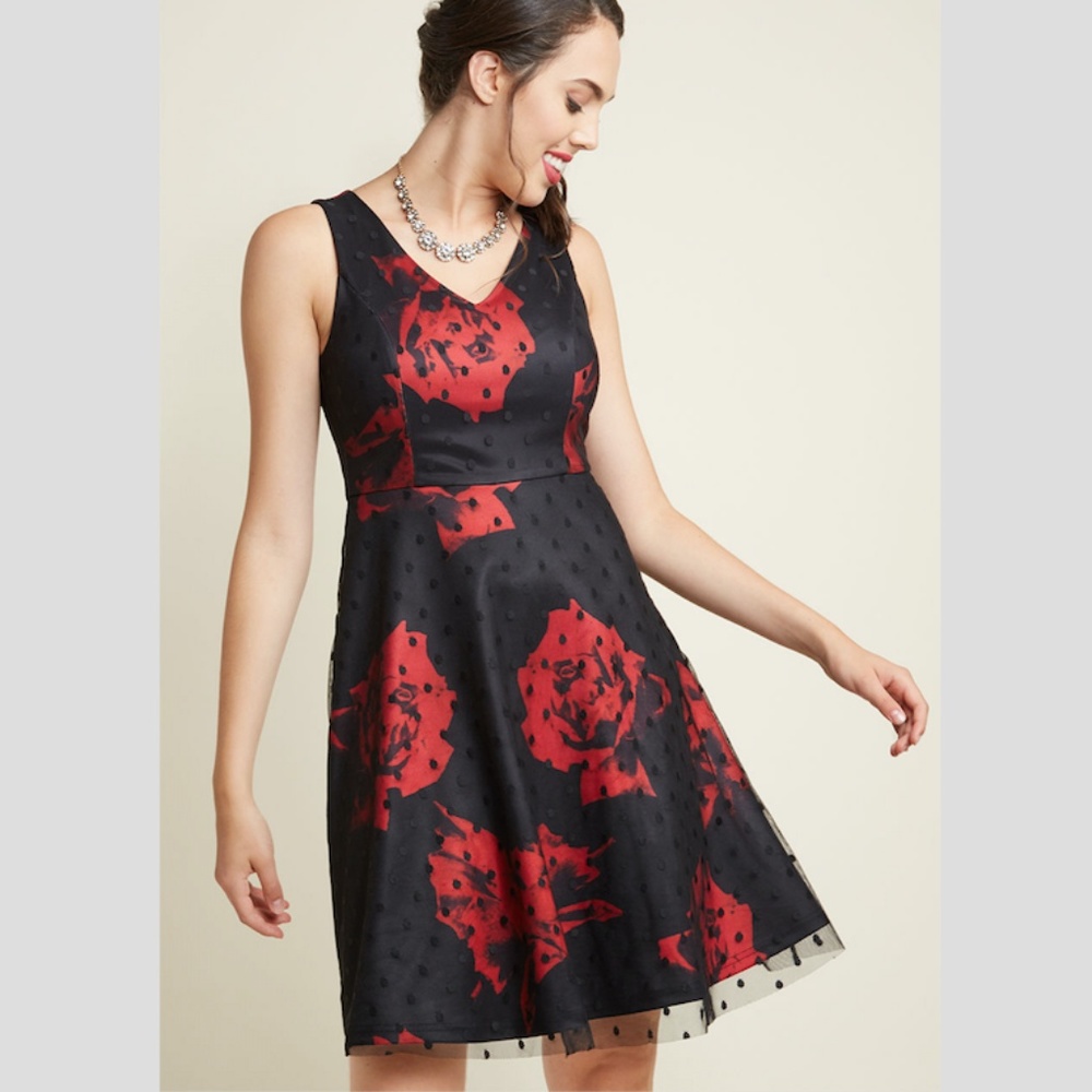 Modcloth A-Line Dress with Overlay